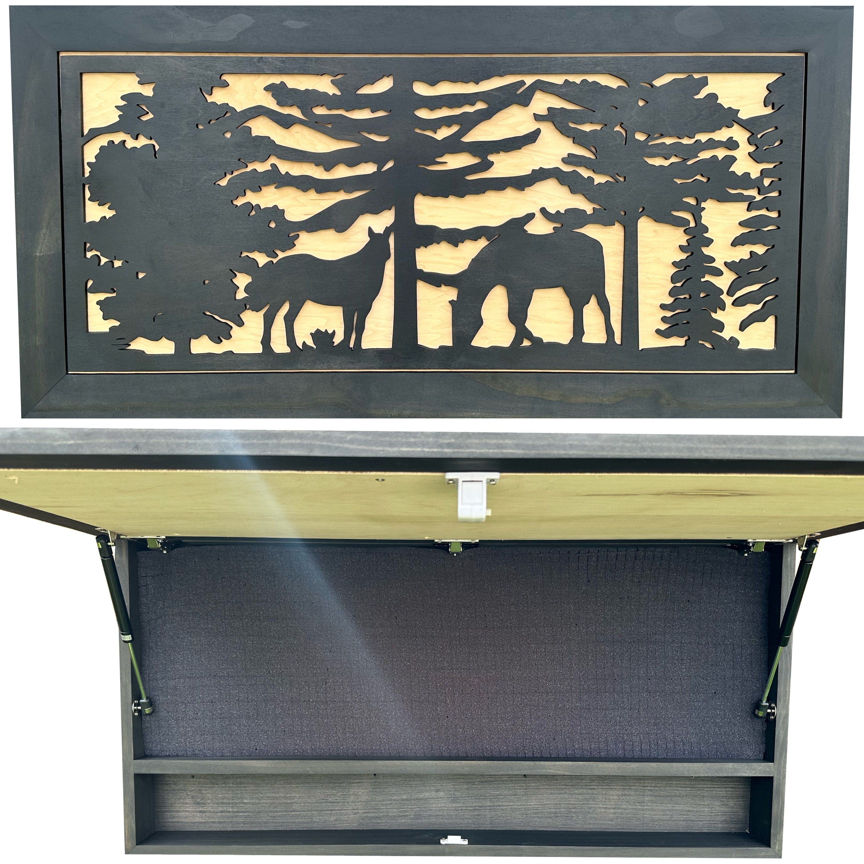 Large Hidden Gun Storage Cabinet Horse Scene Wall Decor - Two Horses Together-Bluelinescg Safety and Security Products and Services