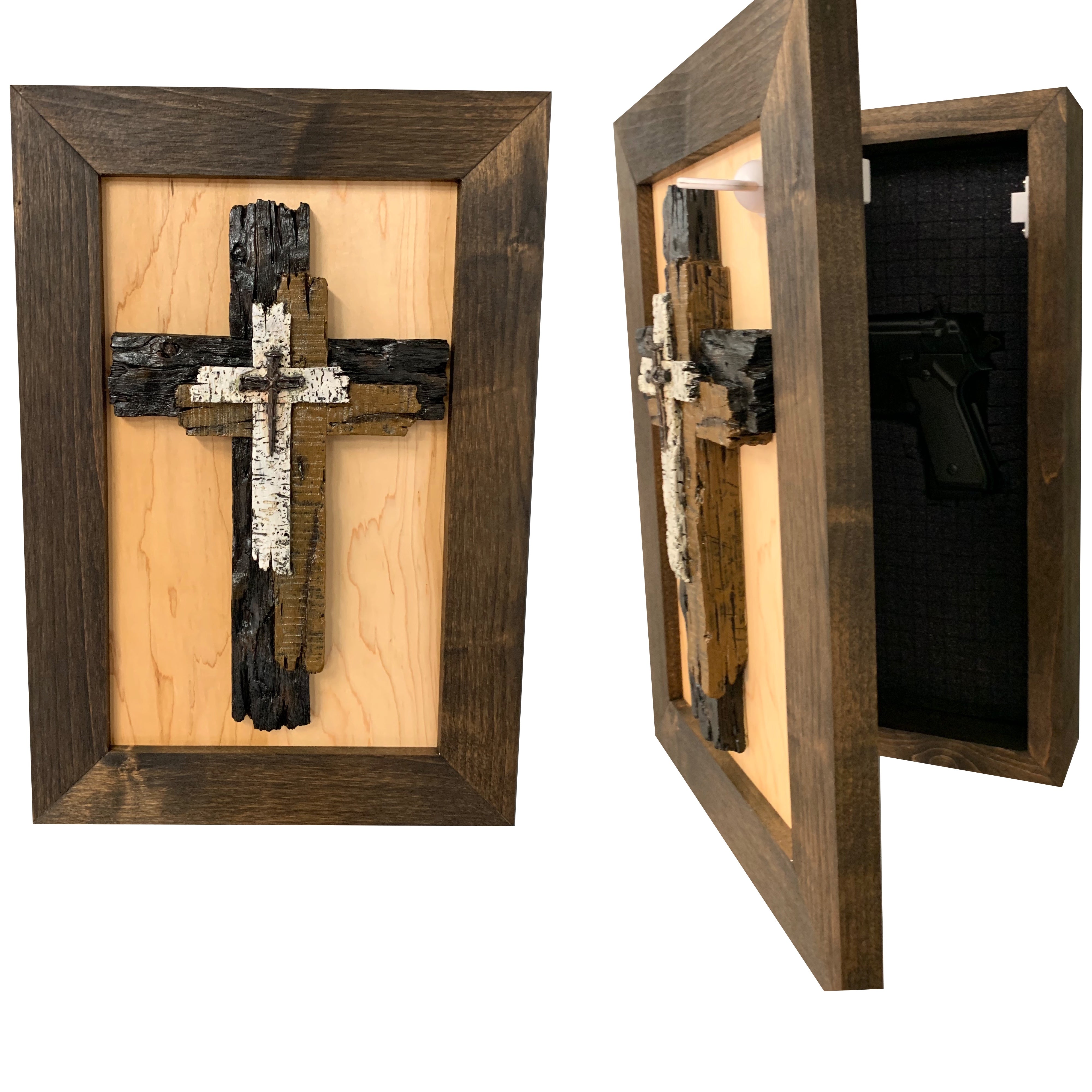 Three Layered Cross Decorative Wall-Mounted Secure Gun Cabinet-Bluelinescg Safety and Security Products and Services