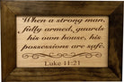Wood Gun Cabinet Bible Verse Luke 11:21 Wall Decoration - Hidden Gun Safe To Securely Store Your Gun In Plain Sight by Bellewood Designs-Bluelinescg Safety and Security Products and Services