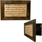 Wood Gun Cabinet Bible Verse Luke 11:21 Wall Decoration - Hidden Gun Safe To Securely Store Your Gun In Plain Sight by Bellewood Designs-Bluelinescg Safety and Security Products and Services