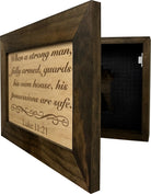 Wood Gun Cabinet Bible Verse Luke 11:21 Wall Decoration - Hidden Gun Safe To Securely Store Your Gun In Plain Sight by Bellewood Designs-Bluelinescg Safety and Security Products and Services