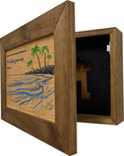 Bible Verse Decorative & Secure Wall-Mounted Gun Cabinet - Matthew 11:28 and Coastal Scene-Bluelinescg Safety and Security Products and Services