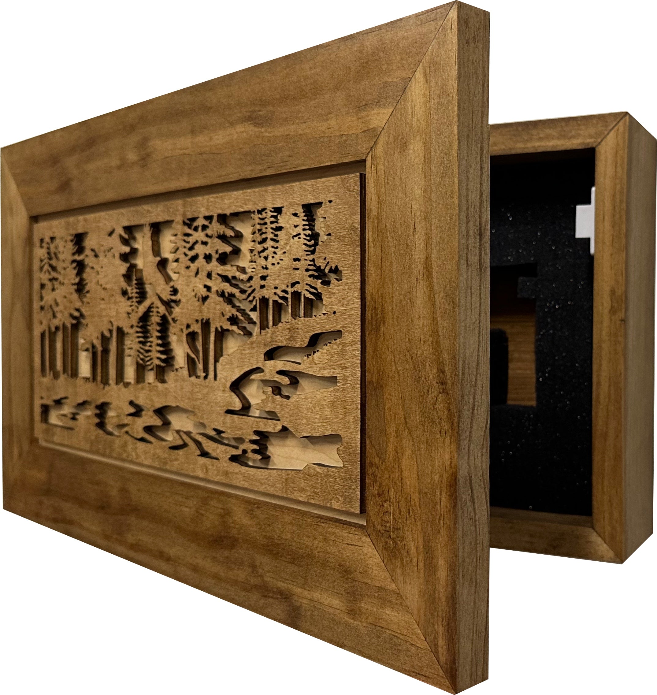 Home Self Defense Secure Storage Cabinet Outdoor Nature Scene with Stream and Eagle-Bluelinescg Safety and Security Products and Services