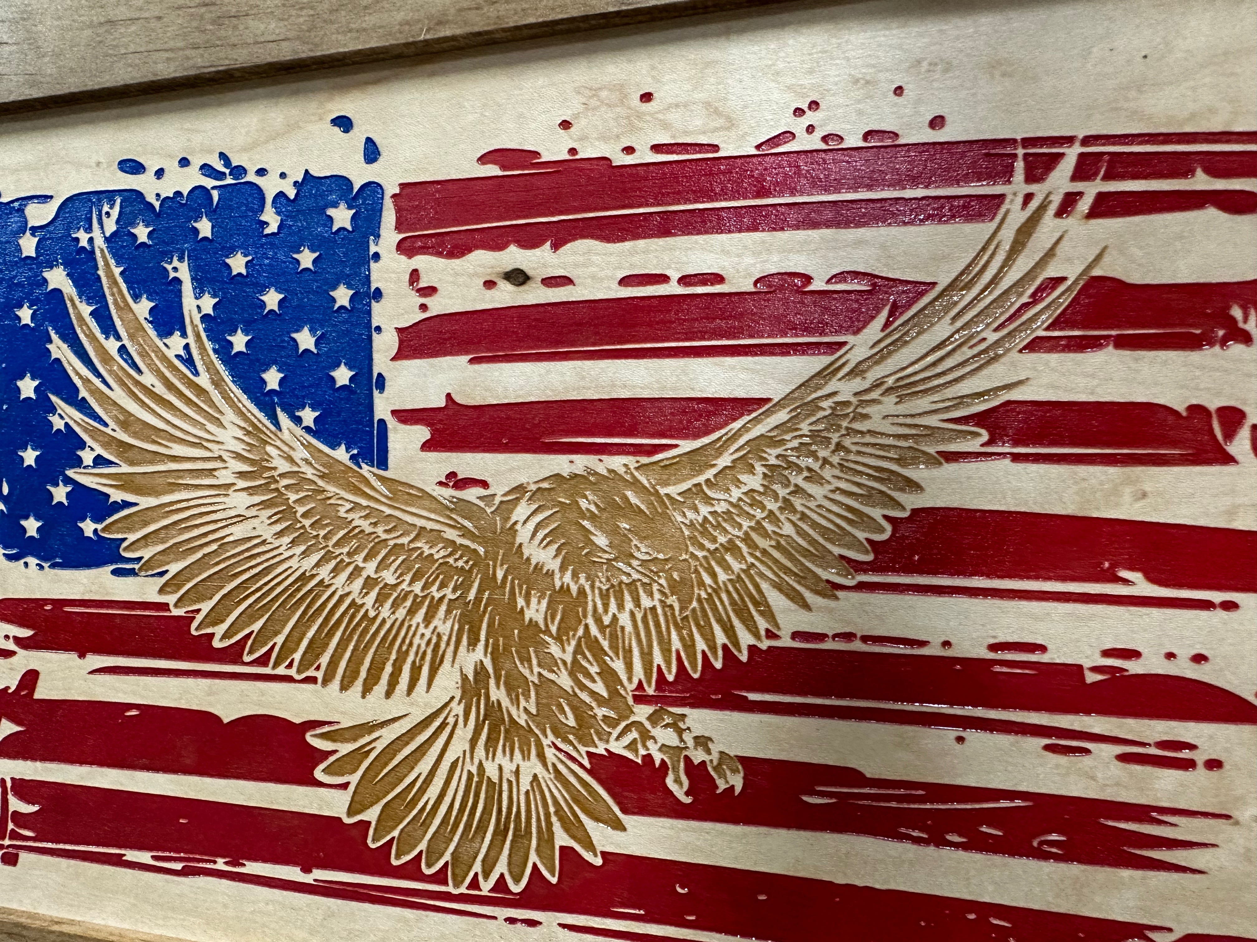 Bald Eagle & American Flag Patriotic Decorative Wall-Mounted Secure Gun Cabinet-Bluelinescg Safety and Security Products and Services