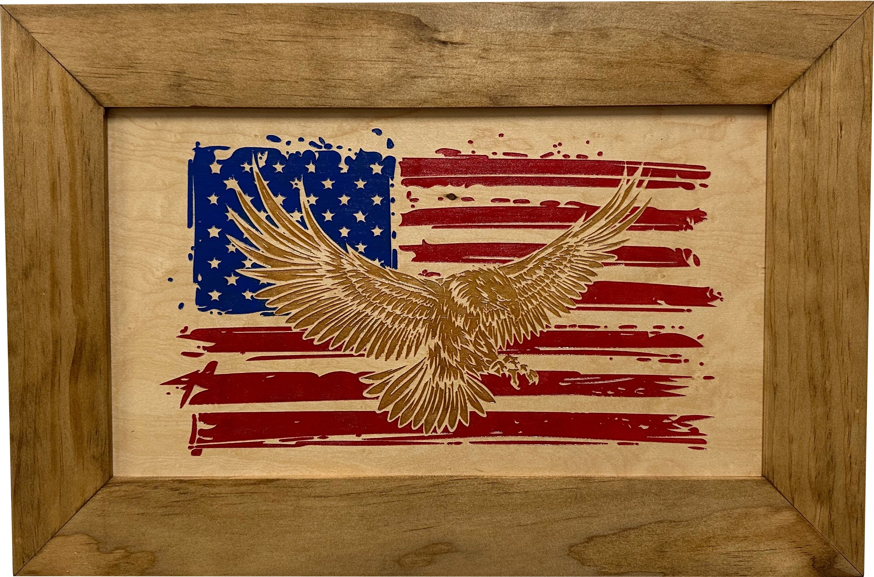 Bald Eagle & American Flag Patriotic Decorative Wall-Mounted Secure Gun Cabinet-Bluelinescg Safety and Security Products and Services