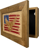 Bald Eagle & American Flag Patriotic Decorative Wall-Mounted Secure Gun Cabinet-Bluelinescg Safety and Security Products and Services