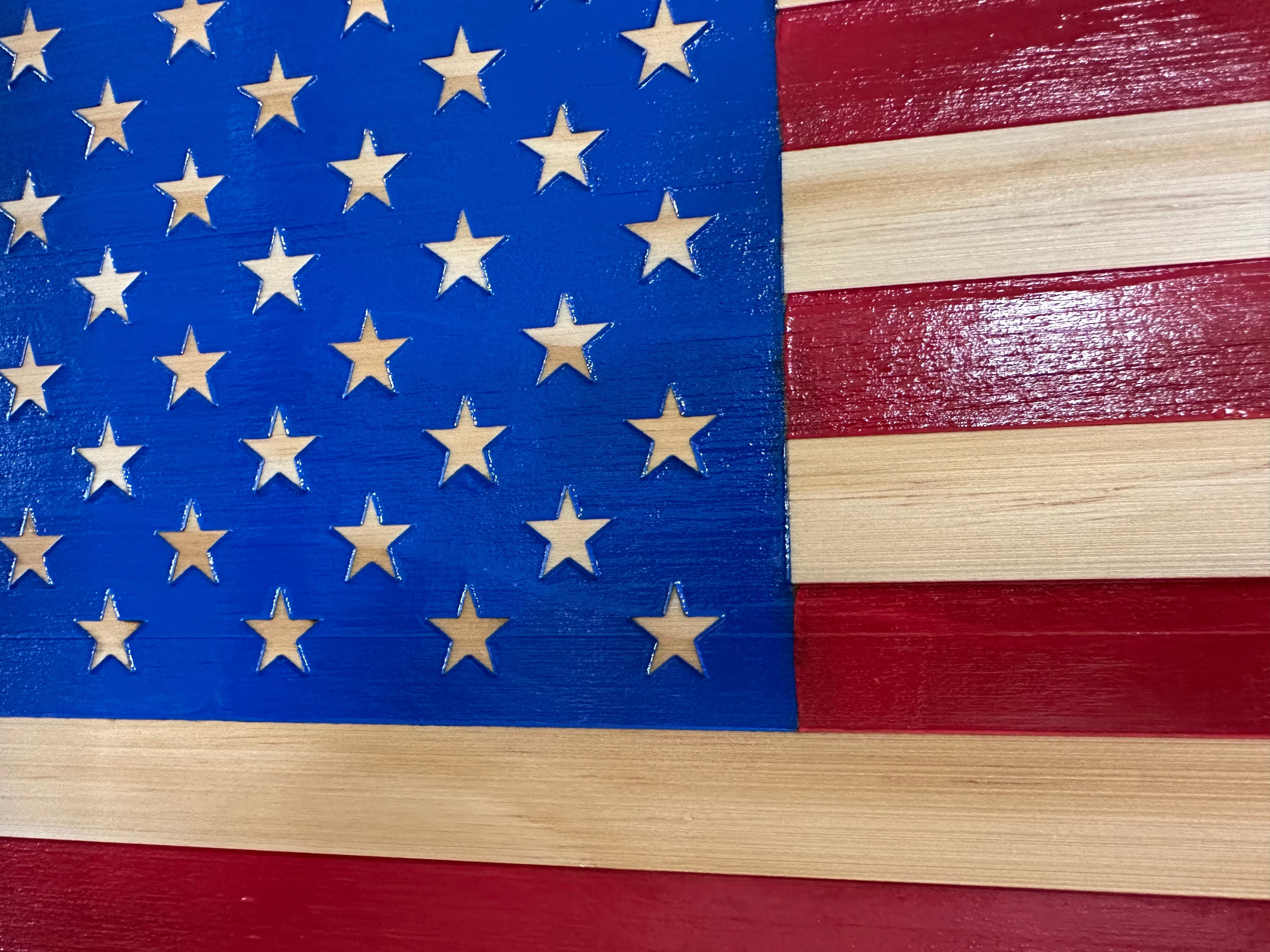 American Flag Decorative & Secure Wall-Mounted Gun Cabinet (Red & Blue)-Bluelinescg Safety and Security Products and Services