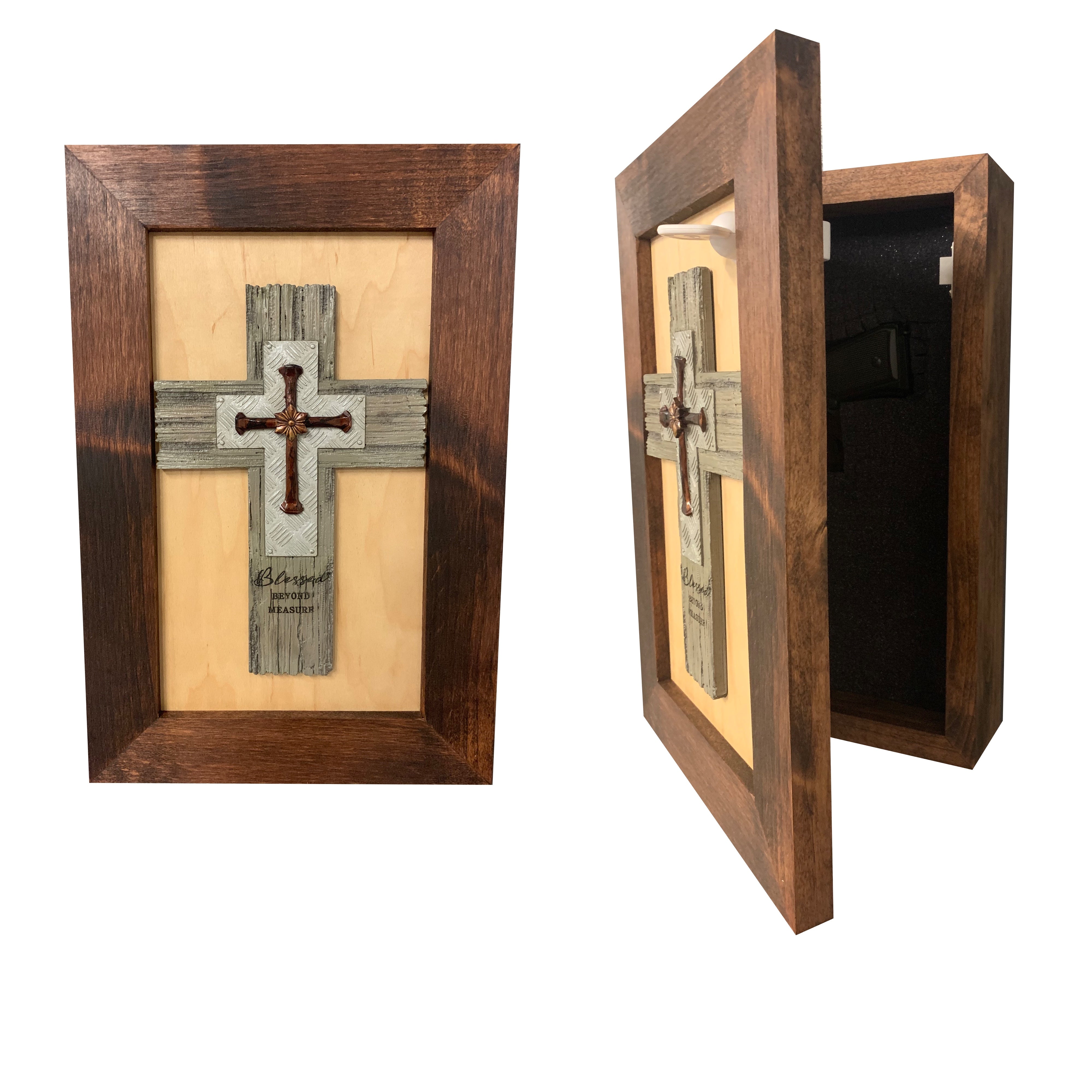 Blessed Beyond Measure Cross Decorative Wall-Mounted Secure Gun Cabinet-Bluelinescg Safety and Security Products and Services