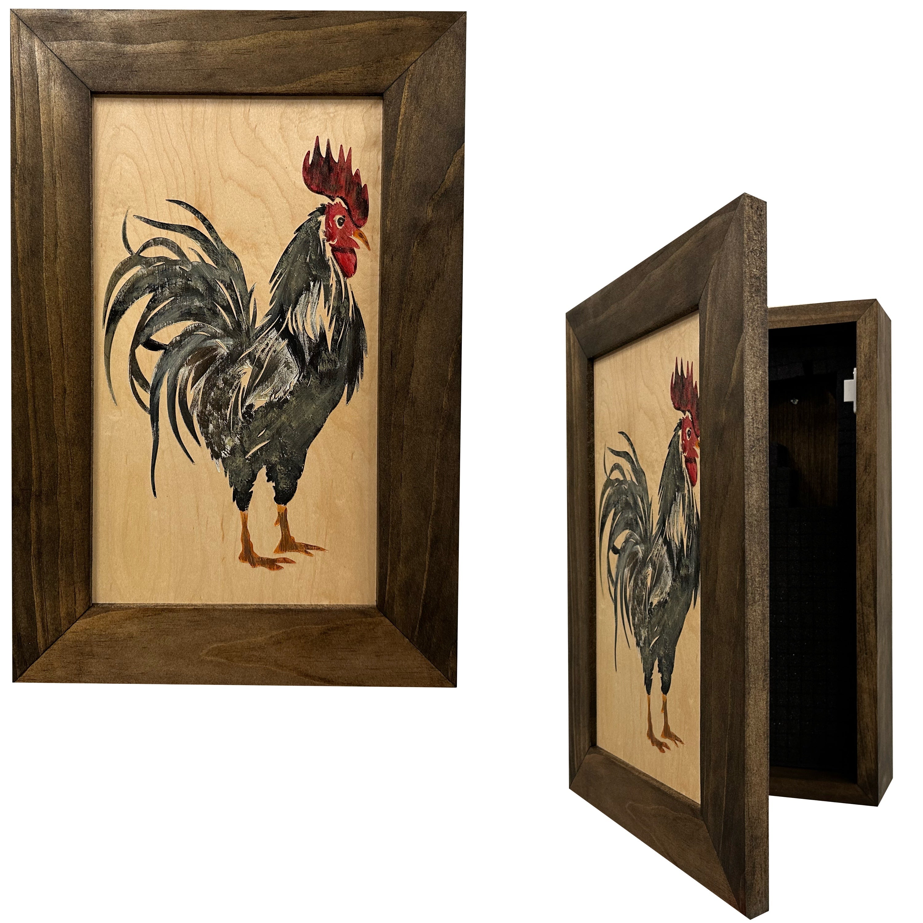 Hidden Gun Cabinet Farmhouse Rooster Art Wall Decoration - Secure Gun Safe by Bellewood Designs-Bluelinescg Safety and Security Products and Services