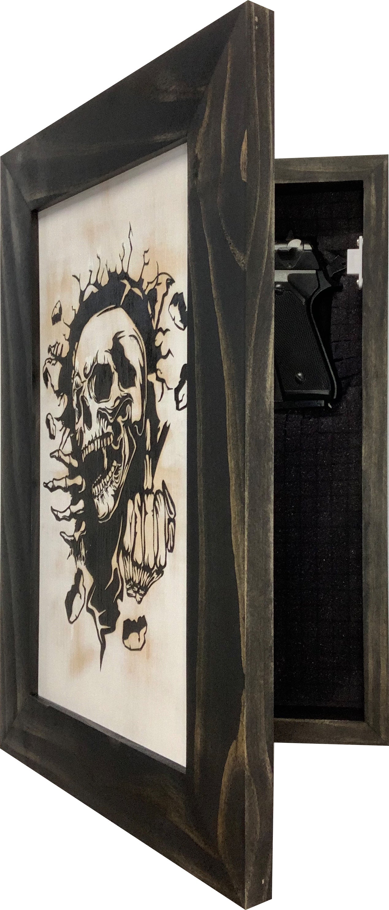 Gothic Skull Giving Middle Finger Decorative Gun Cabinet To Securely Store Your Gun In Any Room!-Bluelinescg Safety and Security Products and Services