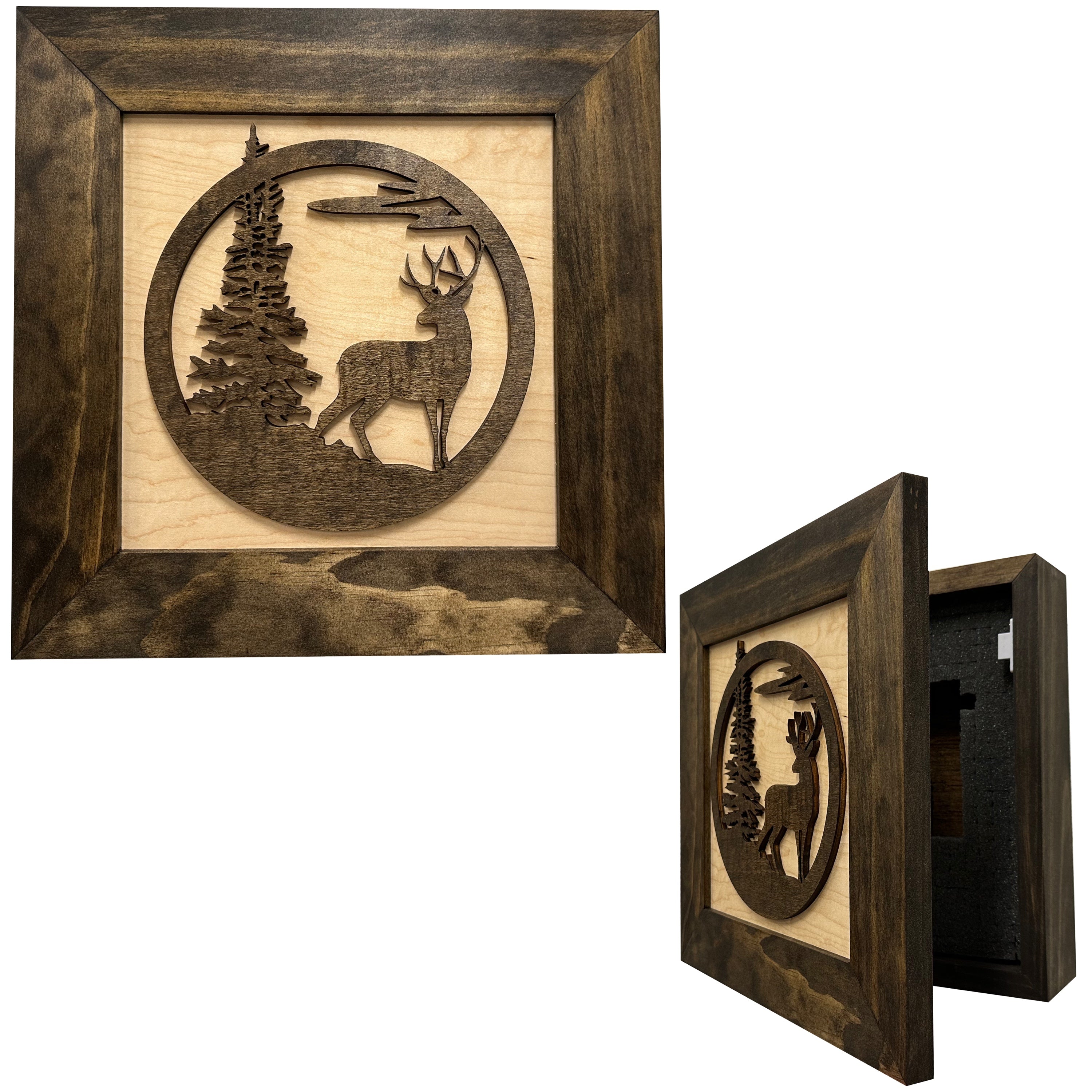 Buck in Nature Decorative Wall-Mounted Gun Cabinet - Gun Safe To Securely Store Your Gun And Other Home Defense Gear-Bluelinescg Safety and Security Products and Services