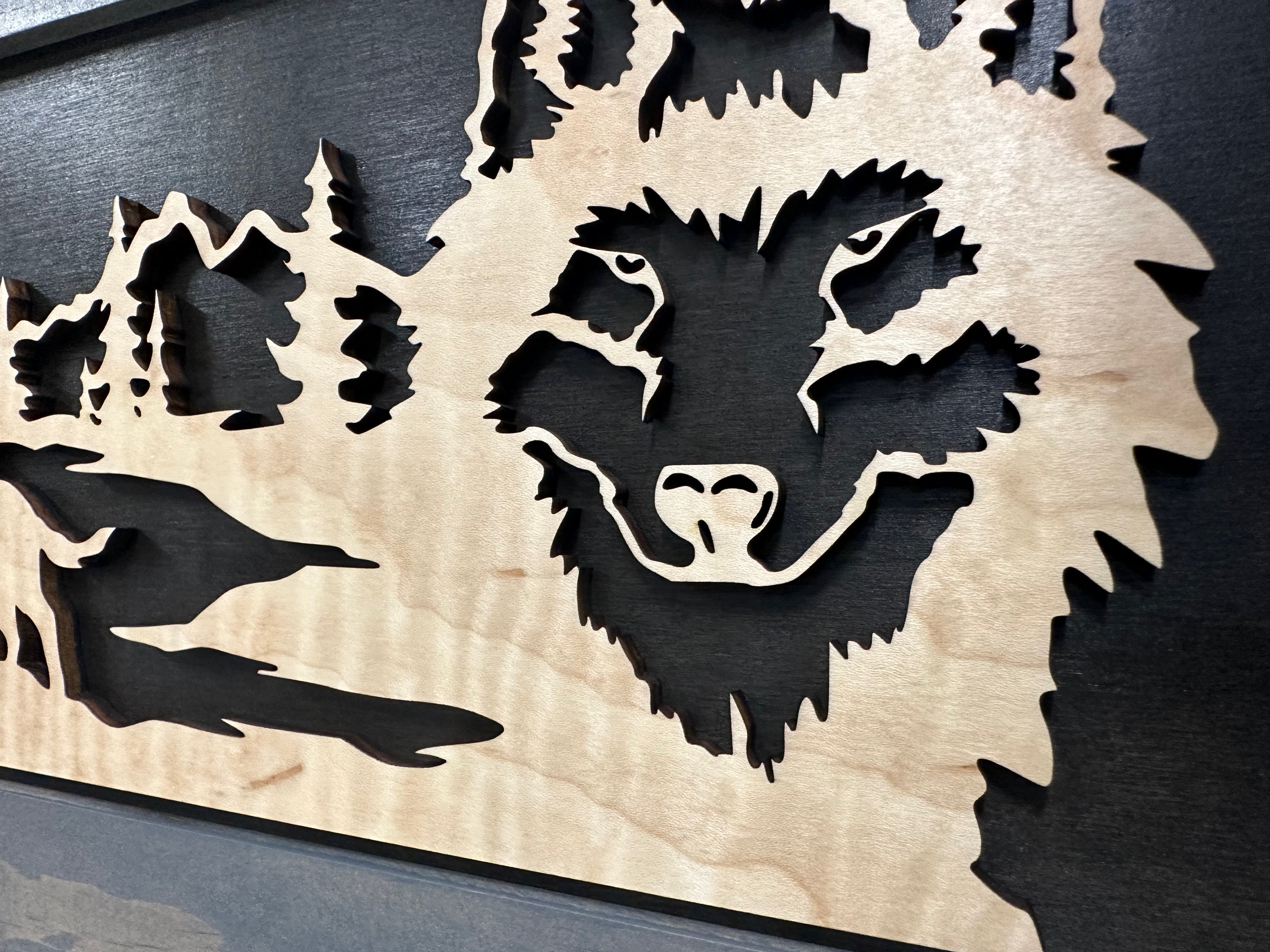 Wall-Mounted Gun Cabinet Wolf Scenery Wall Decoration - Gun Safe To Securely Store Your Gun In Plain Sight-Bluelinescg Safety and Security Products and Services