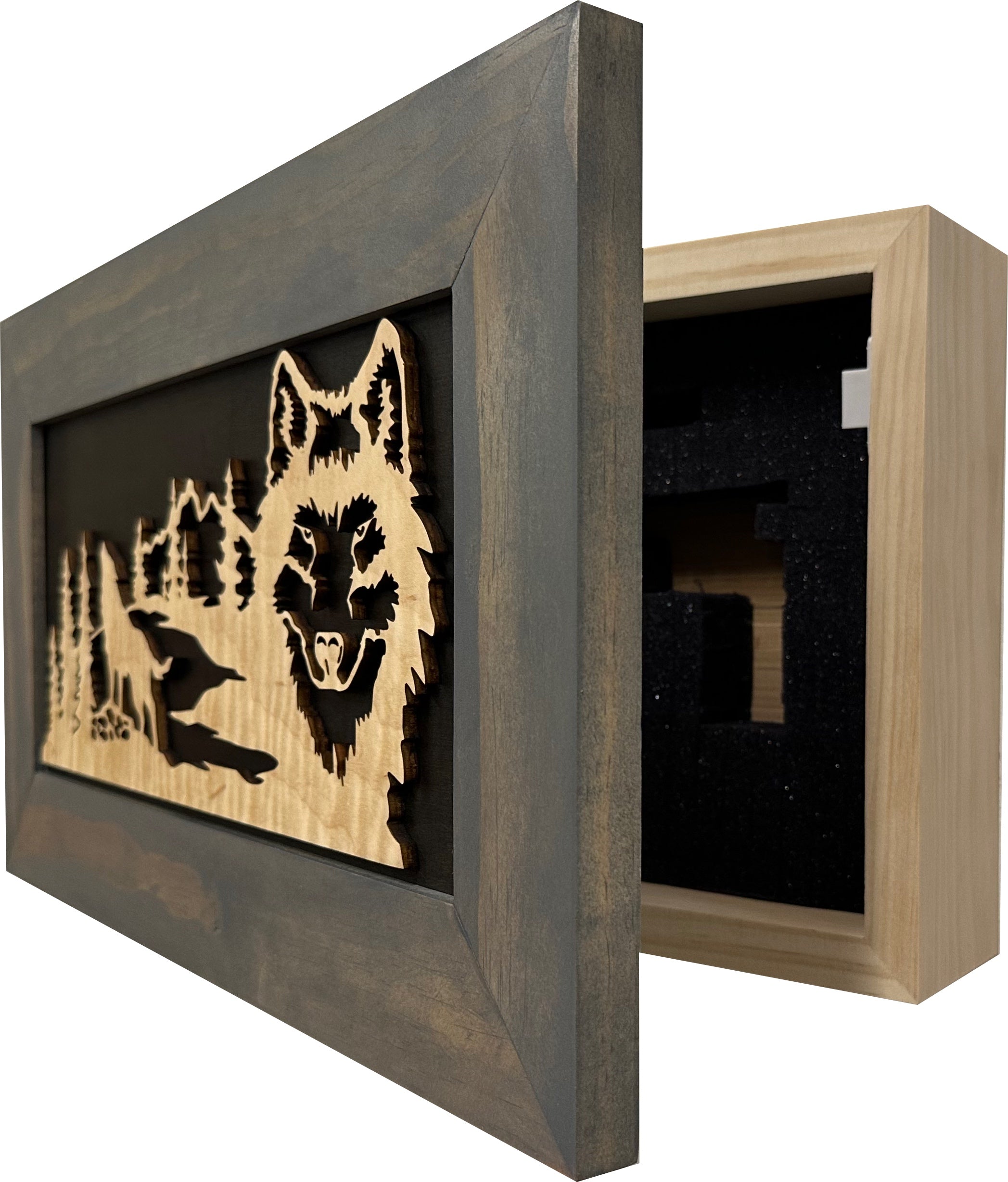 Wall-Mounted Gun Cabinet Wolf Scenery Wall Decoration - Gun Safe To Securely Store Your Gun In Plain Sight-Bluelinescg Safety and Security Products and Services