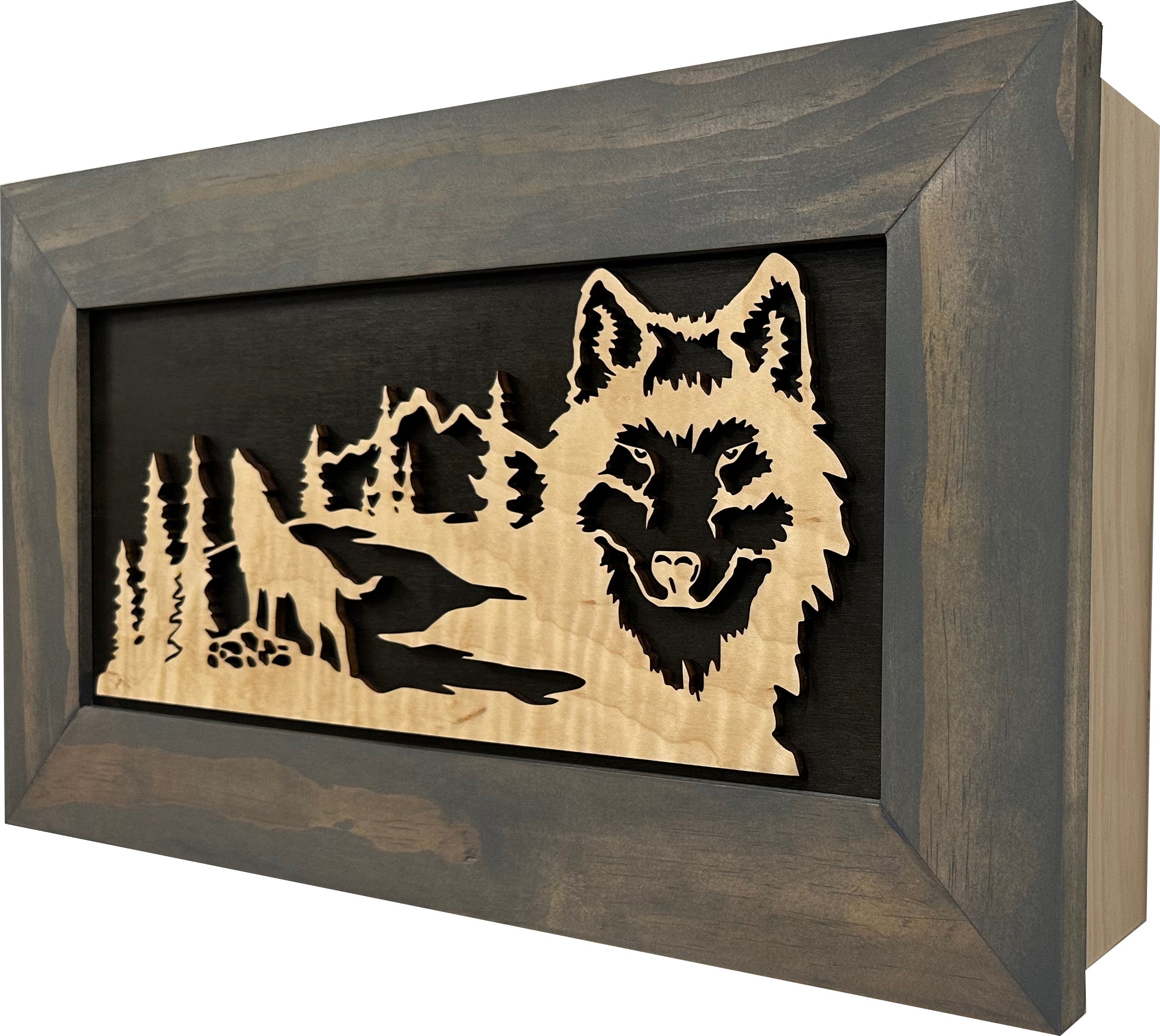 Wall-Mounted Gun Cabinet Wolf Scenery Wall Decoration - Gun Safe To Securely Store Your Gun In Plain Sight-Bluelinescg Safety and Security Products and Services