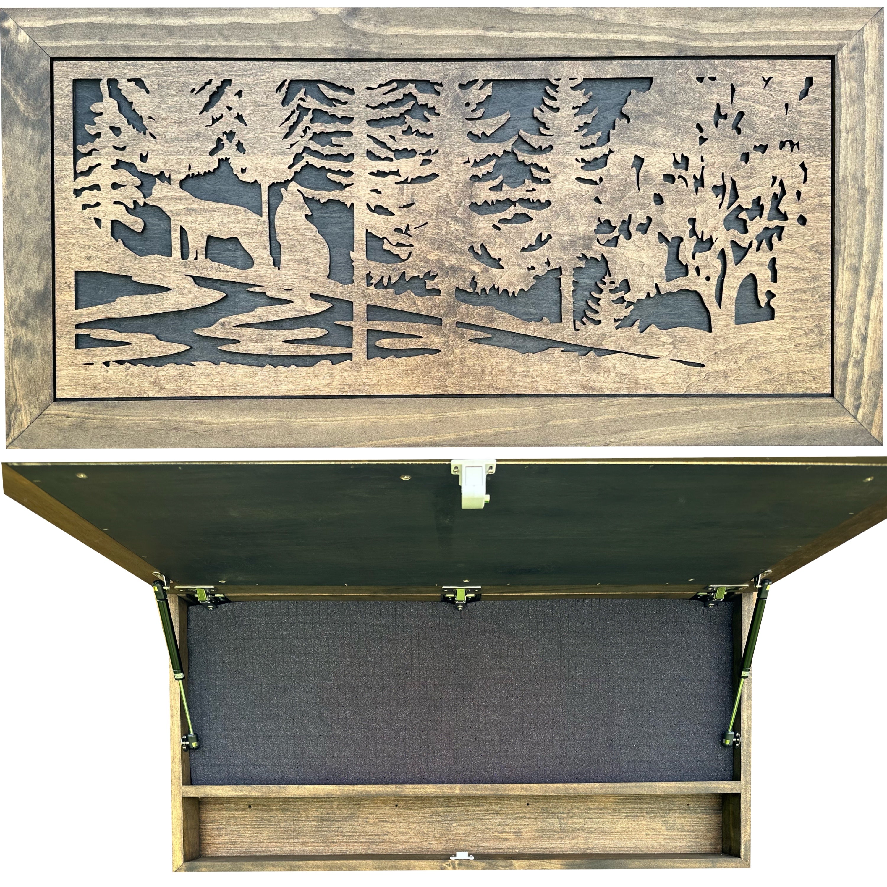 Large Hidden Gun Storage Cabinet Wolf Scene Wall Decor - Wolves In The Woods-Bluelinescg Safety and Security Products and Services